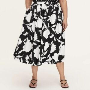 Kate Spade X Target - Classic Rose Black & White Flared Midi Skirt W/ Pockets